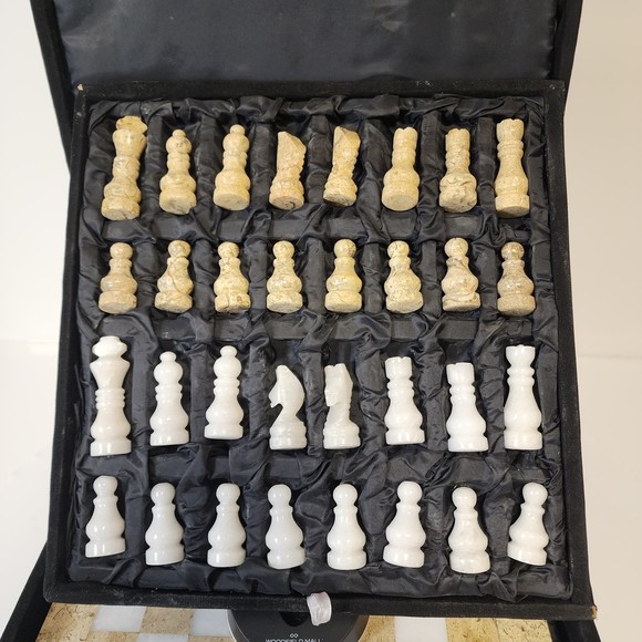 Handmade Chess Pieces Marble Chess pieces Only Chess Pieces Storage Coral/White - Picture 2 of 5
